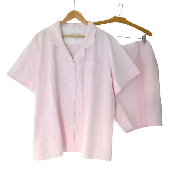 NEW Womens Seersucker Pajamas 2 Pc Striped Short Sleeve Shorts 2 Pc Size 3X - Picture 8 of 8